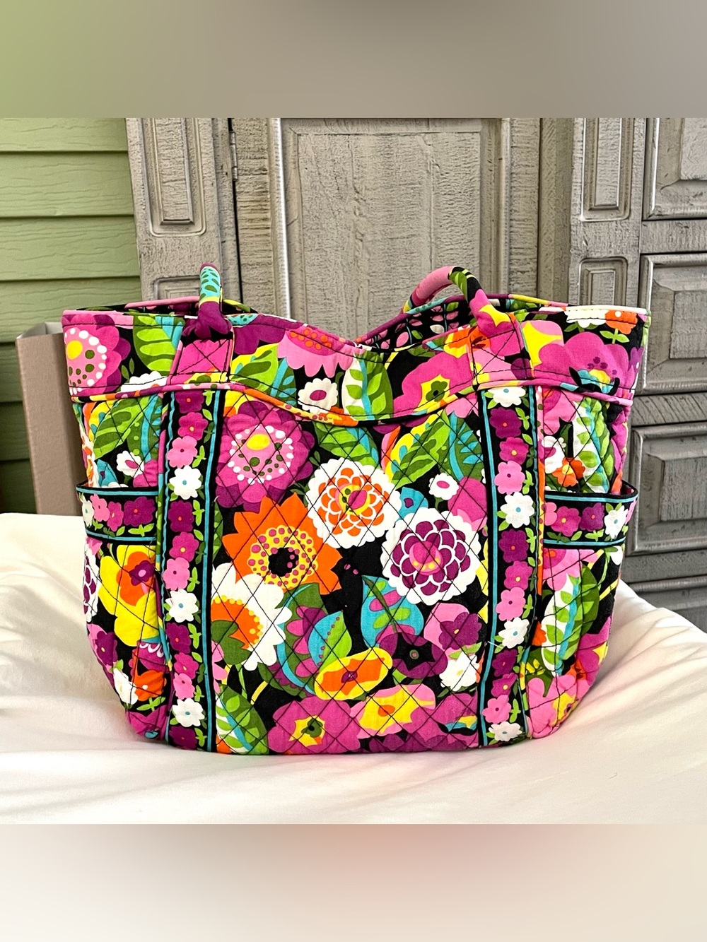 *EUC* VERA BRADLEY Va Va Bloom Campus Tote/Bag/Purse - Colorful Floral/Pockets